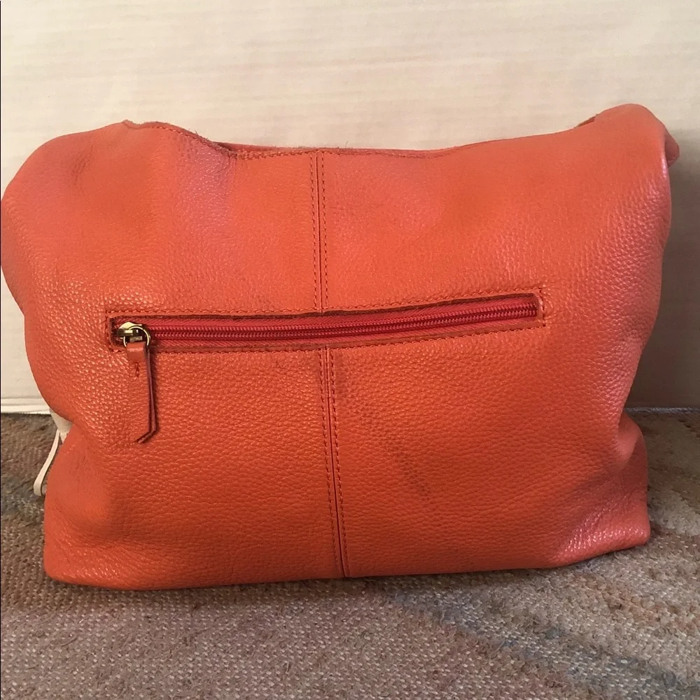 The Sak Huntley Hobo Orange Pebbled Leather Shoulder Bag